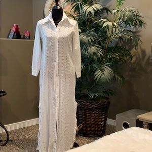 White eyelet lace duster